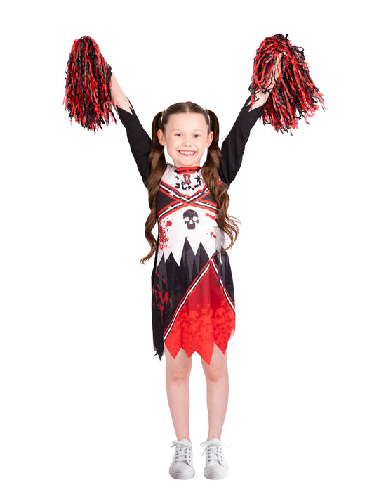 Blues Group Zombie Cheerleader Girls Red 3 Piece Costume