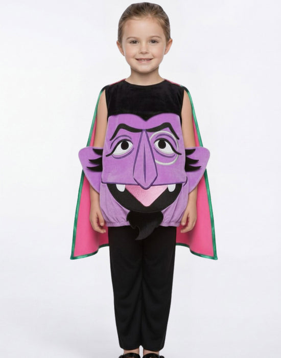 Sesame Street The Count Unisex Kids Purple 2 Piece Costume
