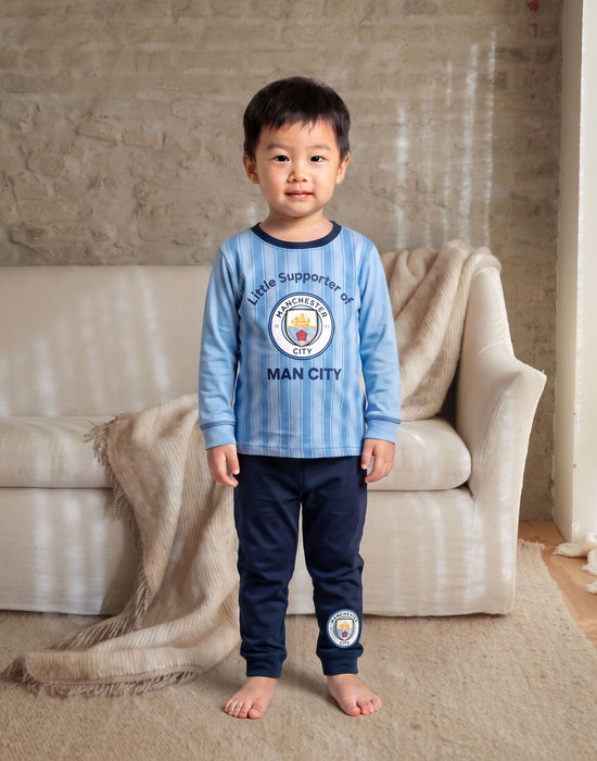 Manchester City Little Supporter Boys Blue Long Sleeve Long Leg Pyjama Set