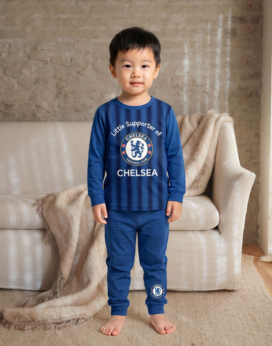 Chelsea Little Supporter Boys Blue Long Sleeve Long Leg Pyjama Set