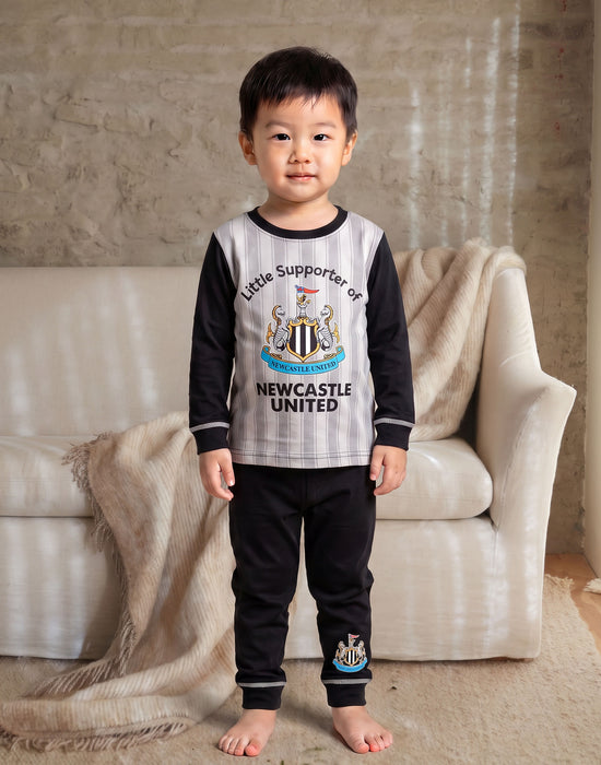 Newcastle United Little Supporter Boys Black Long Sleeve Long Leg Pyjama Set