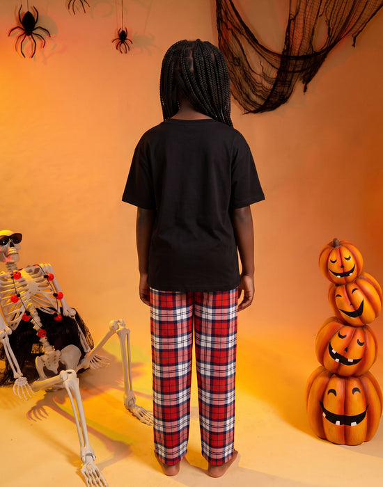 Show Me The Merch Hey Boo Unisex Kids Black Short Sleeve Long Leg Pyjama Set