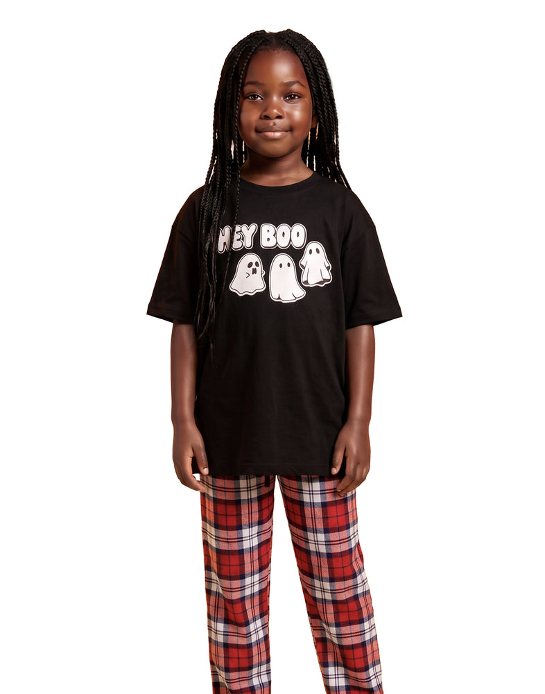 Show Me The Merch Hey Boo Unisex Kids Black Short Sleeve Long Leg Pyjama Set