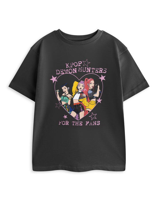 KPop Demon Hunters Girls for the fans Girls Grey Short Sleeved T-Shirt