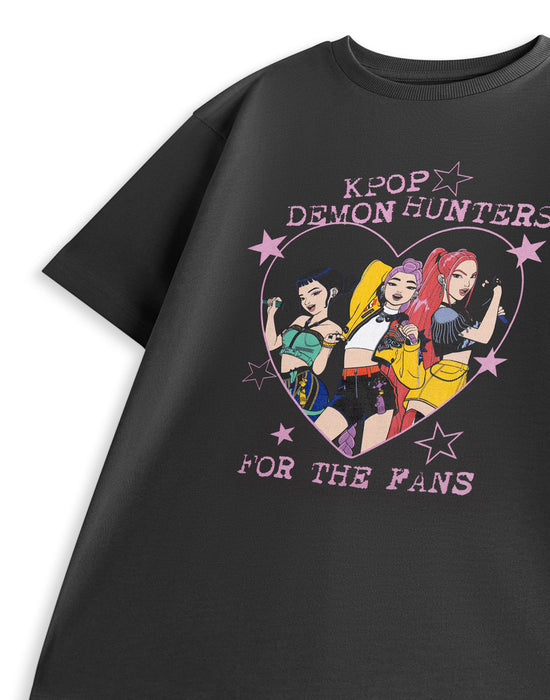 KPop Demon Hunters Girls for the fans Girls Grey Short Sleeved T-Shirt