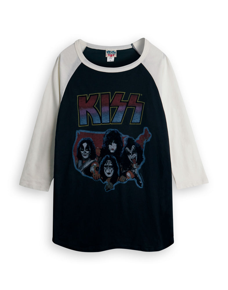 Kiss Unisex Black Raglan Short Sleeved T-Shirt