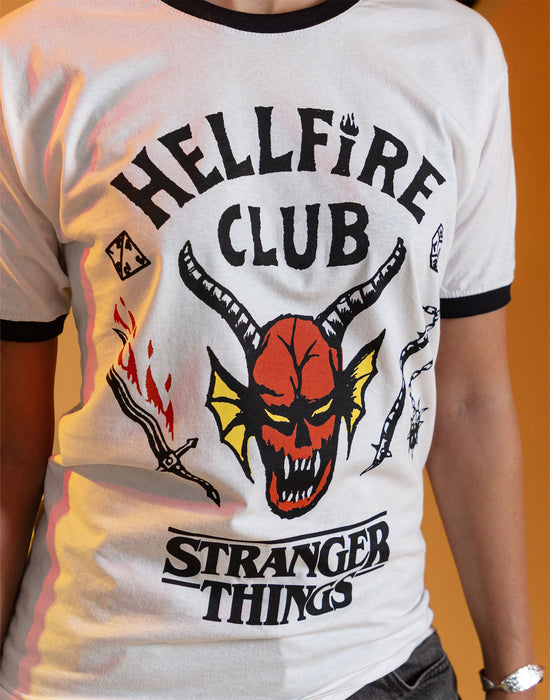 Stranger Things Hellfire Club Adults White T-Shirt