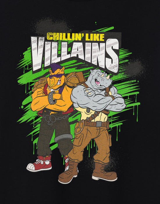 Teenage Mutant Ninja Turtles Bebop and Rocksteady Villains Men's Black T-Shirt