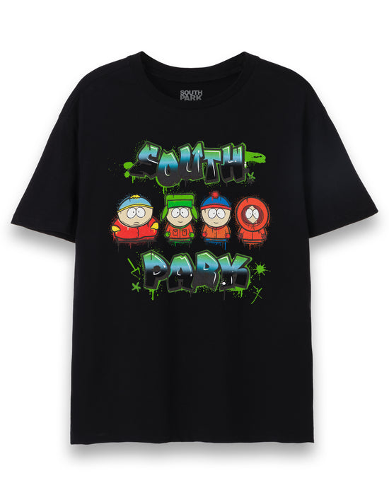 South Park Character Graffiti Men's Black T-Shirt