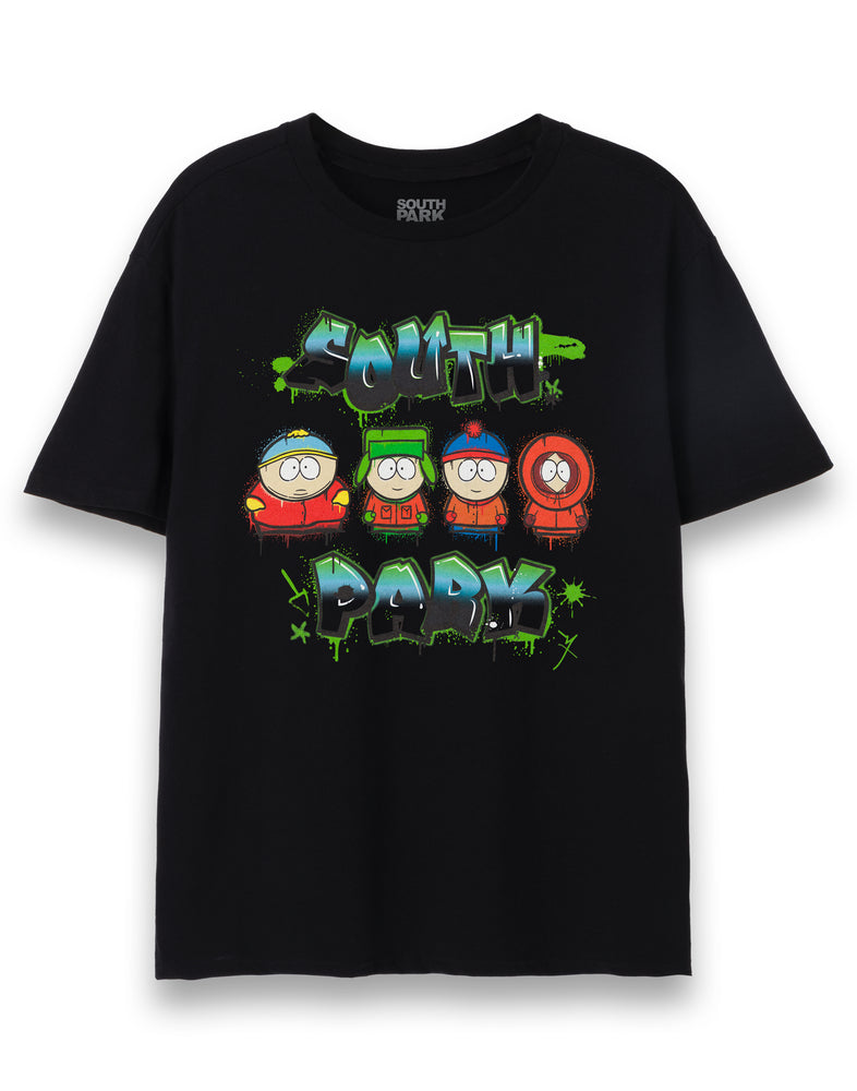 South Park Character Graffiti Men's Black T-Shirt
