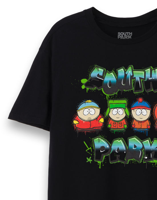 South Park Character Graffiti Men's Black T-Shirt