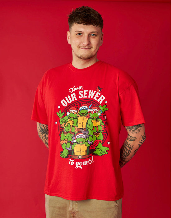 Teenage Mutant Ninja Turtles From Our Sewer to Yours Red Mens Christmas T-Shirt