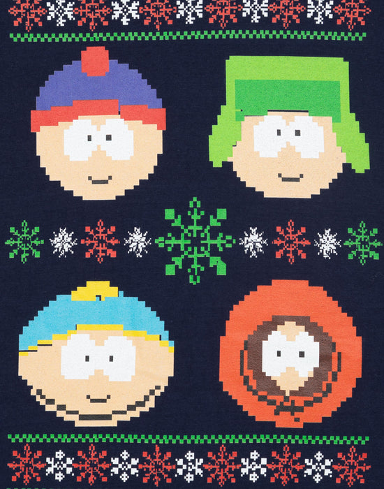 South Park Fairisle Christmas Mens Navy T-Shirt