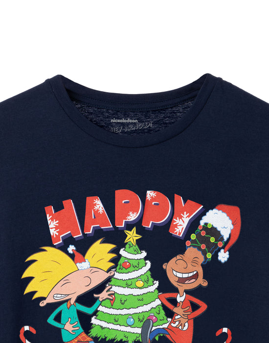 Hey Arnold! Happy Holidays Homie Christmas Mens Navy T-Shirt