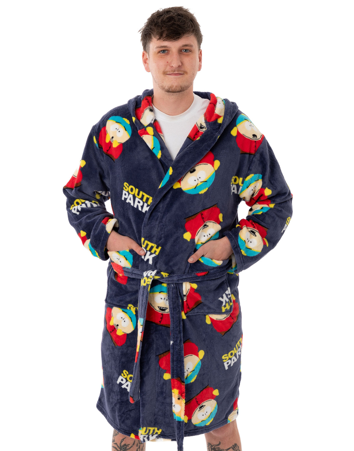 South Park Men's Cartman Print Hooded Bathrobe — Vanilla Underground