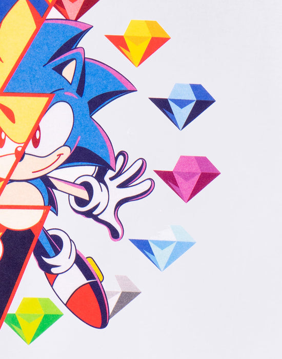 Sonic The Hedgehog Super Sonic Diamonds Mens White Short Sleeved T-Shirt