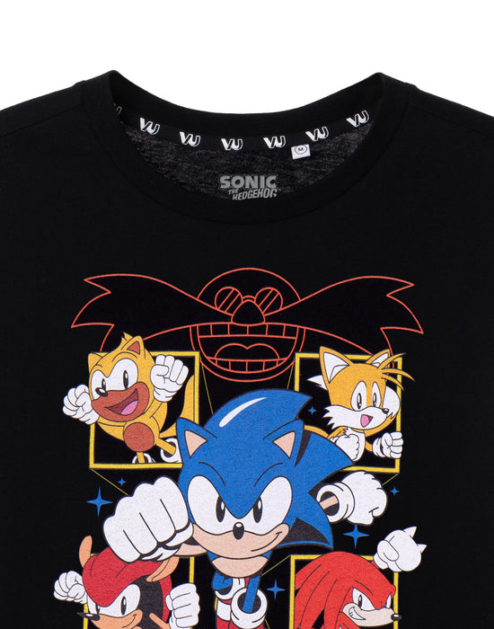 Sonic The Hedgehog Japanese Comic Mens Black Short Sleeved T-Shirt