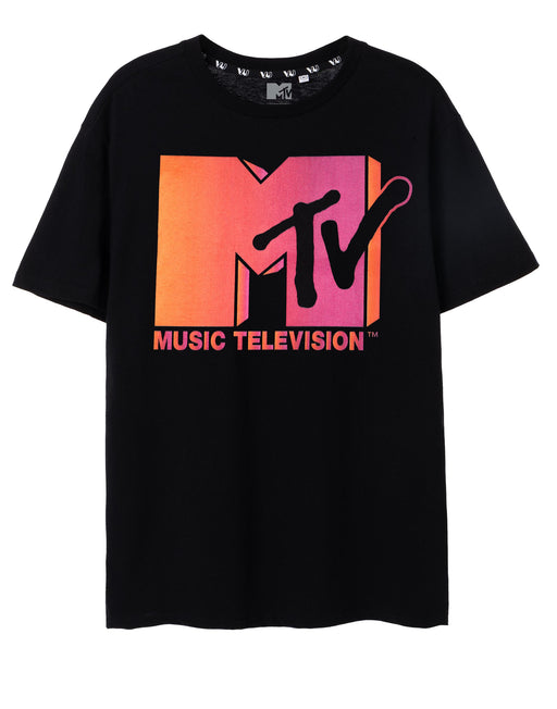 MTV Ombre Adults Black Short Sleeved T-Shirt