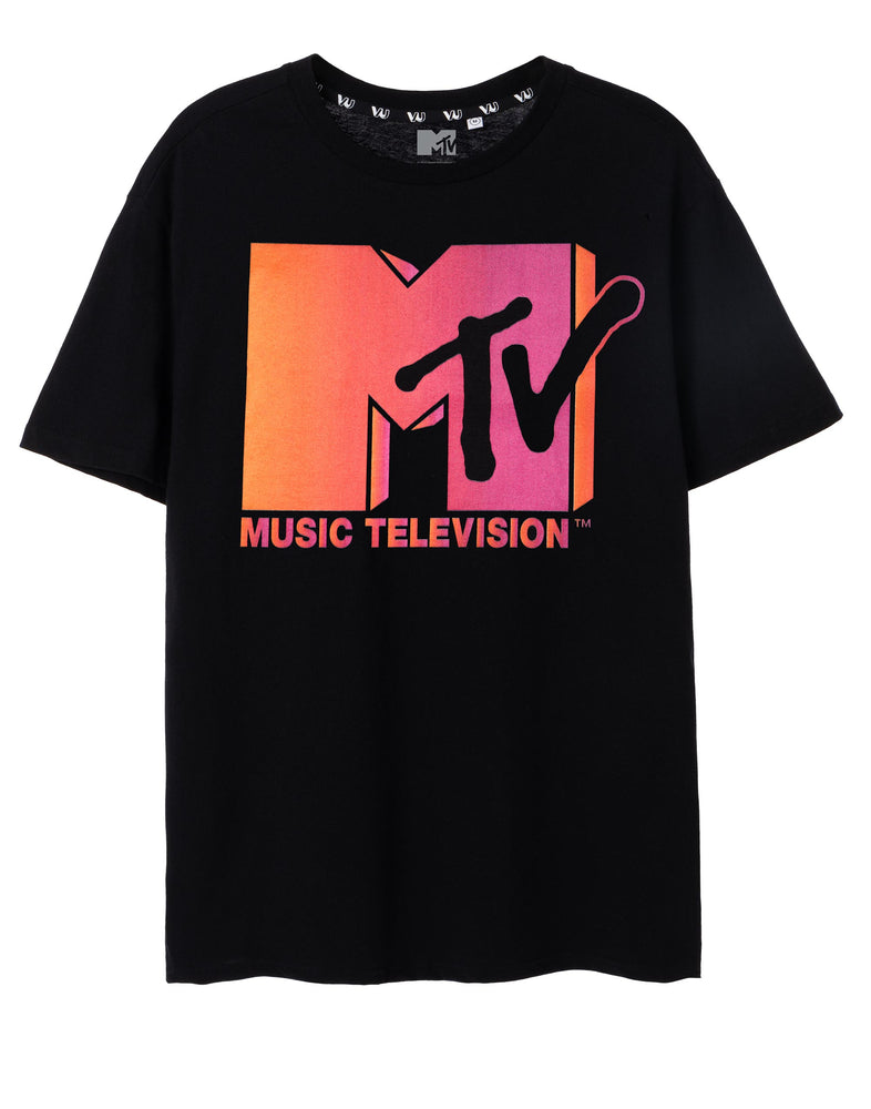 MTV Ombre Adults Black Short Sleeved T-Shirt