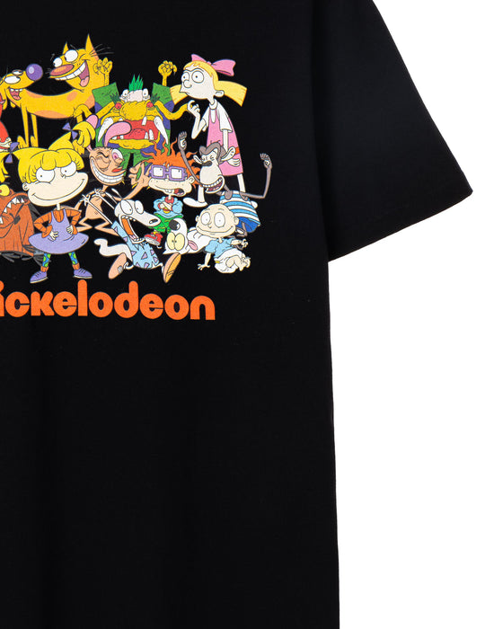 Nickelodeon Classic Group Adults Black Short Sleeved T-Shirt