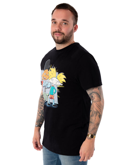 Nickelodeon Hey Arnold Bro It Out Mens Black Short Sleeved T-Shirt