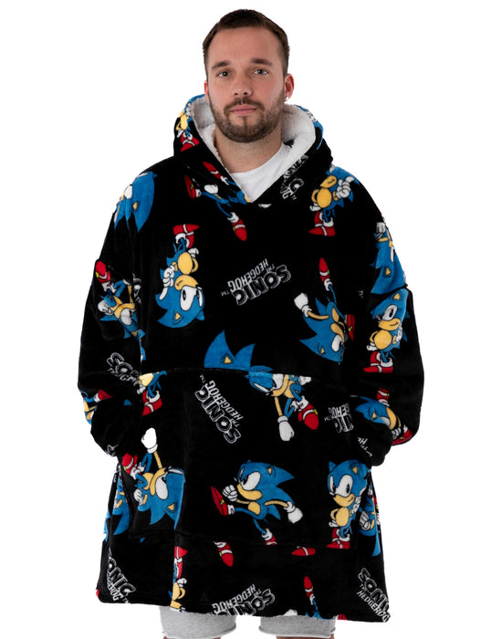 Sonic The Hedgehog Men's Black Blanket Hoodie