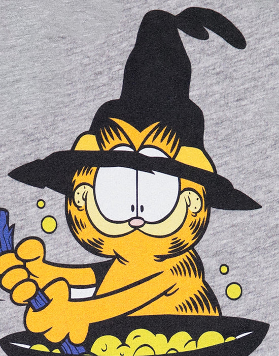 Garfield Trick Or Treat Mens Grey Marl Short Sleeved T-Shirt