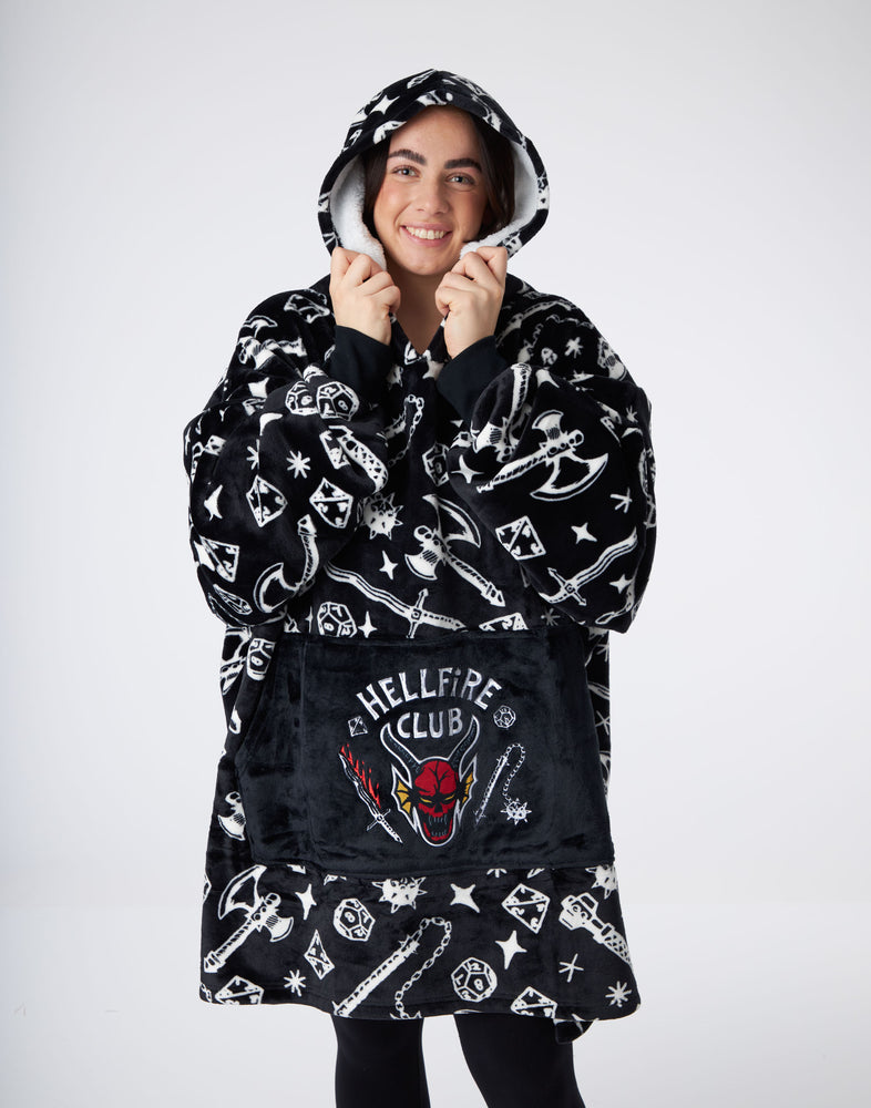 Stranger Things Hellfire Club Adults Blanket Hoodie — Vanilla