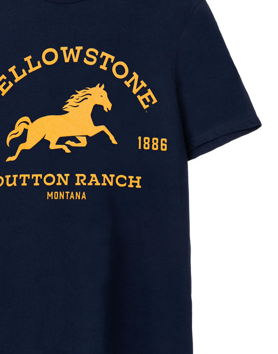 Yellowstone Dutton Ranch Logo Mens Navy Short Sleeved T-Shirt