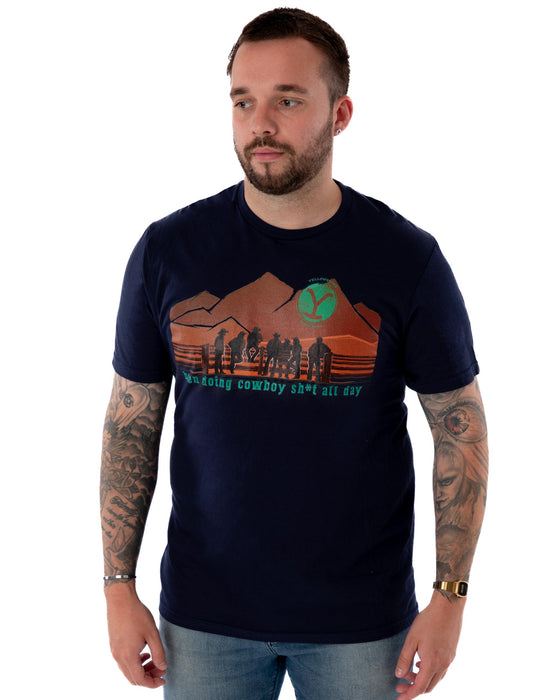Yellowstone Cowboys Mens Navy Short Sleeved T-Shirt