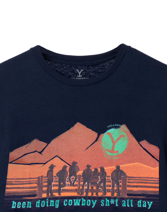 Yellowstone Cowboys Mens Navy Short Sleeved T-Shirt