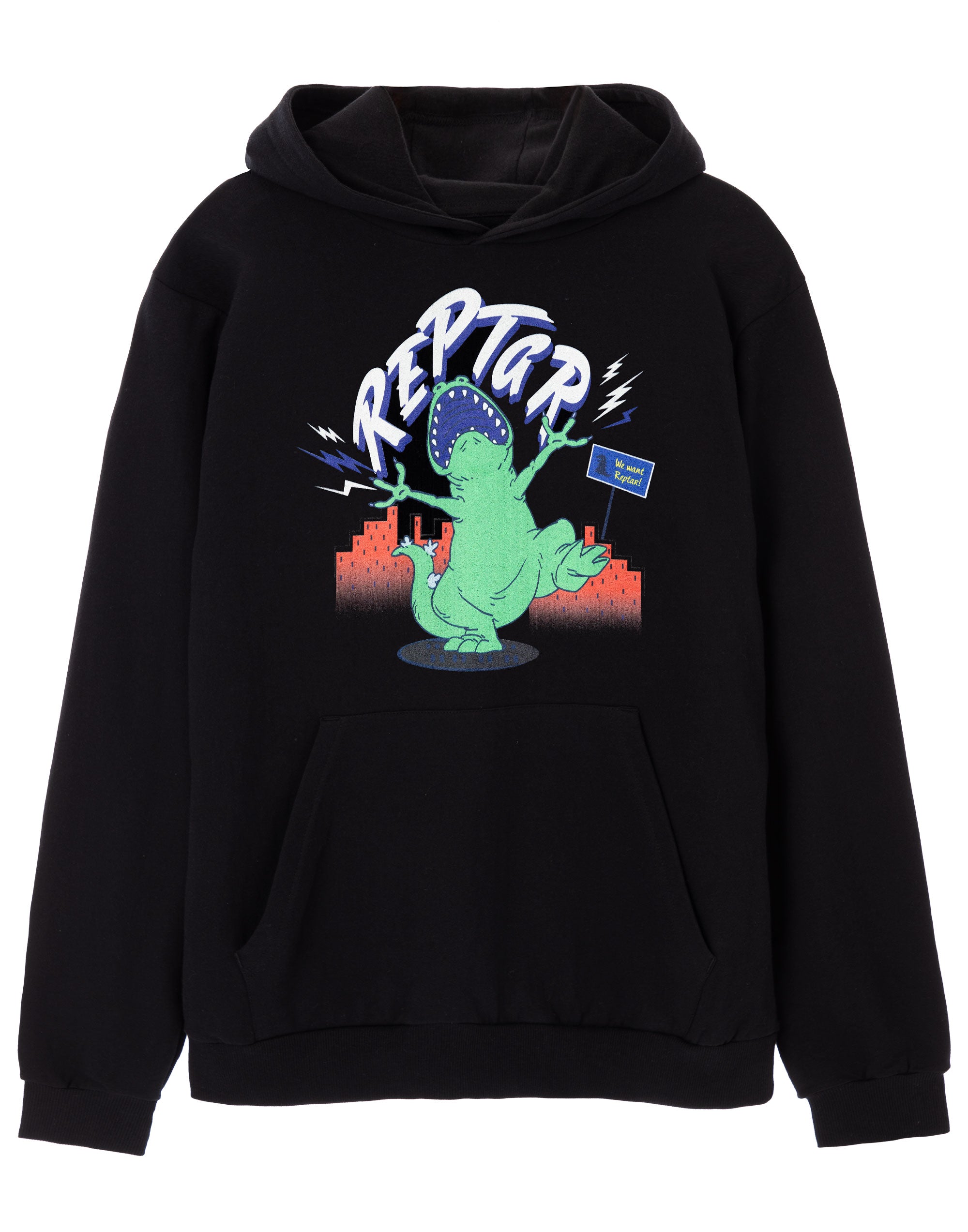 Rugrats Unisex Adults Reptar Roar Black Hoodie — Vanilla Underground