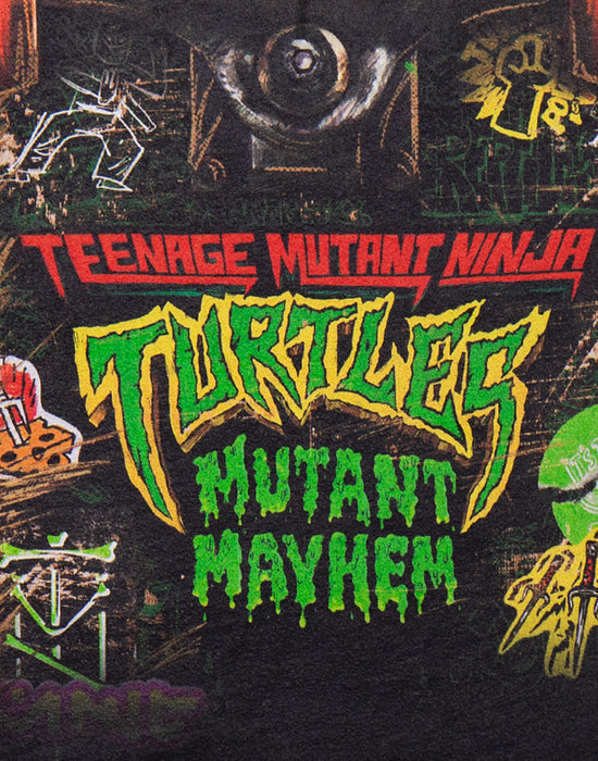 Teenage Mutant Ninja Turtles Mens Black Mutant Mayhem Skateboard Design Short-Sleeved T-Shirt