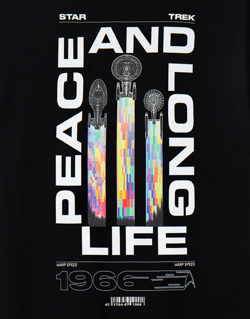 Star Trek Peace and Long Life Mens Black Short Sleeved T-Shirt