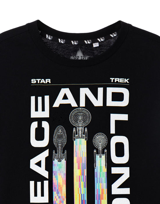 Star Trek Peace and Long Life Mens Black Short Sleeved T-Shirt