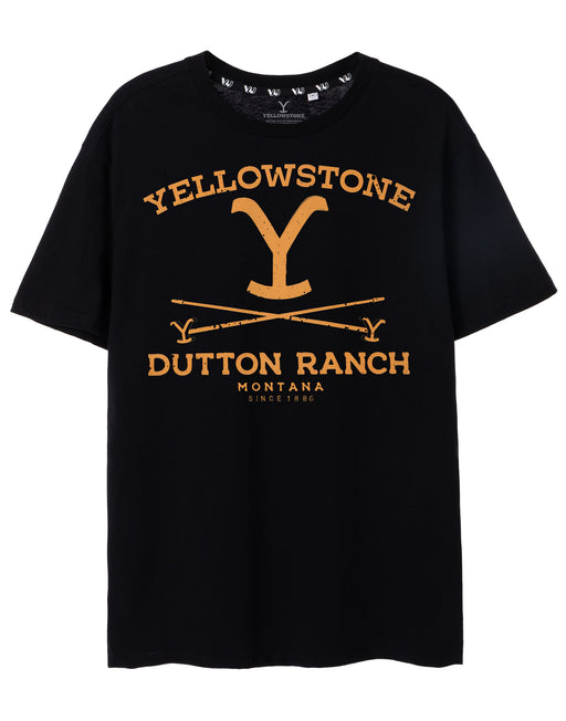 Yellowstone Dutton Ranch Mens Black Short Sleeved T-Shirt