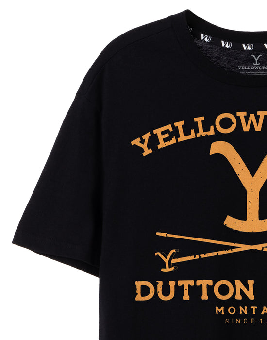 Yellowstone Dutton Ranch Gold Y Logo T-Shirt Col En V - Officiel