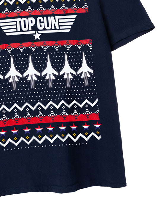 Top Gun Christmas Fairisle Men's Navy T-Shirt