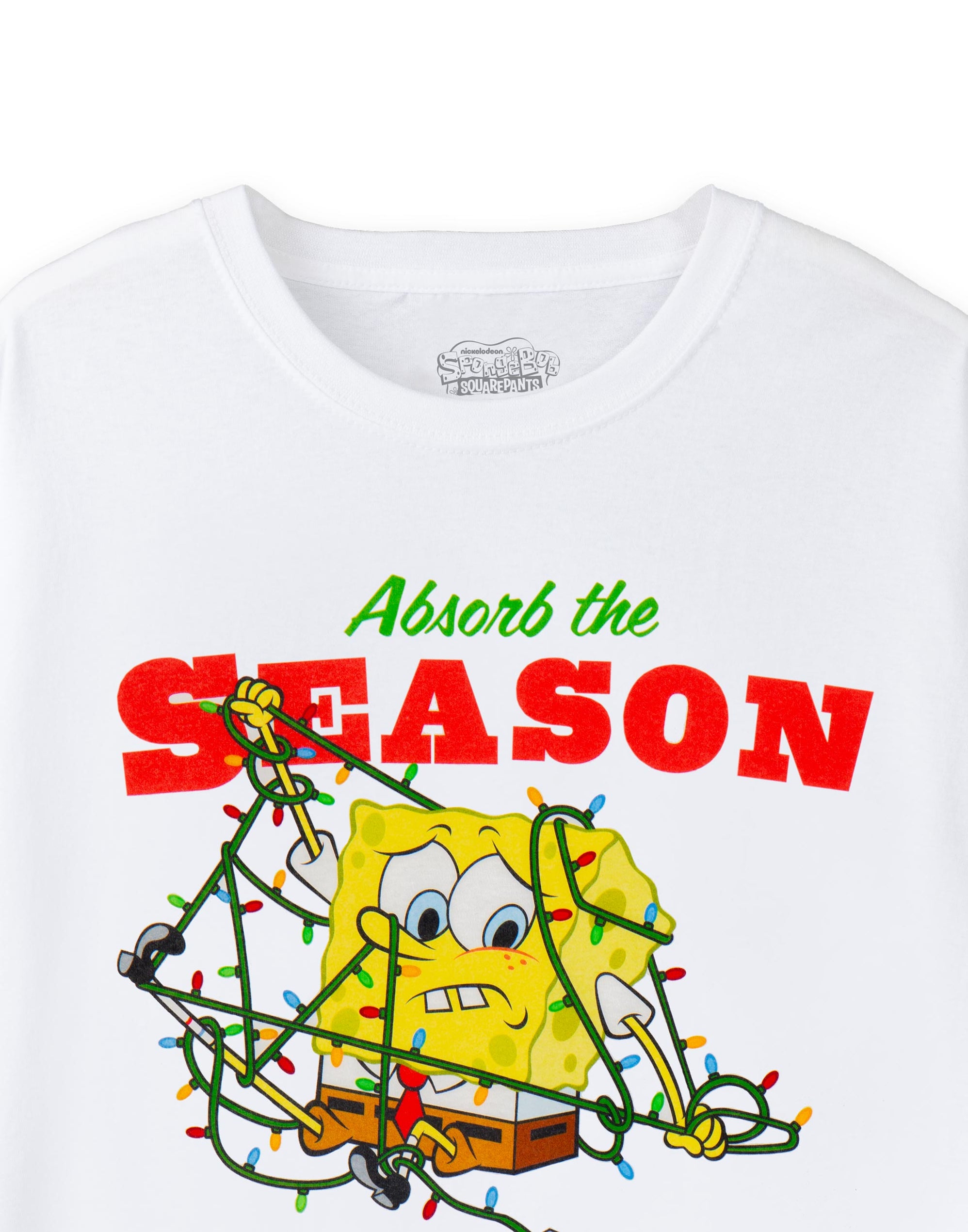Spongebob SquarePants Adults Absorb The Season Christmas White T-Shirt ...
