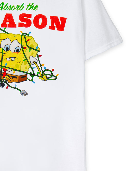 Spongebob SquarePants Adults Absorb The Season Christmas White T-Shirt