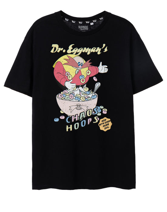 Sonic the Hedgehog Mens Chaos Hoops Black Short Sleeved T-Shirt