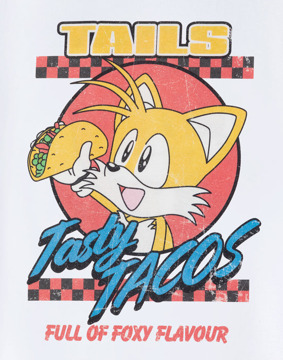 Sonic the Hedgehog Tasty Tacos Adults White Short Sleeved T-Shirt
