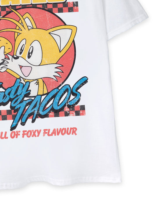 Sonic the Hedgehog Tasty Tacos Adults White Short Sleeved T-Shirt