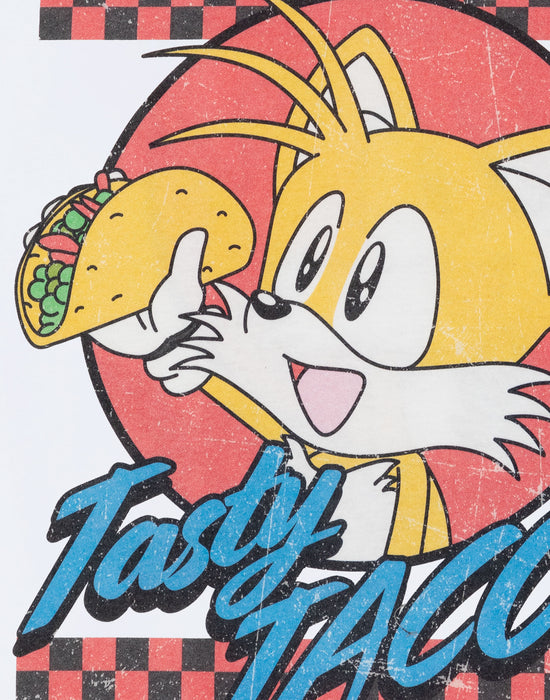 Sonic the Hedgehog Tasty Tacos Adults White Short Sleeved T-Shirt