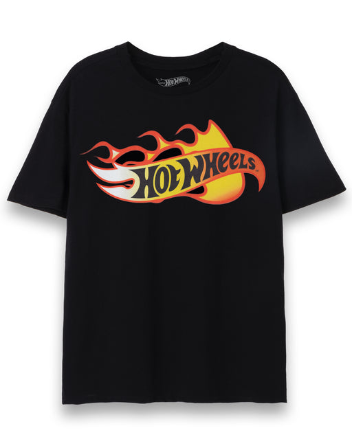 Hot Wheels Flames Mens Black Short Sleeved T-Shirt