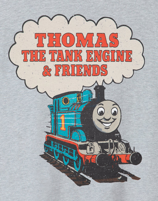 Thomas and Friends Vintage Train Mens Grey Marl Short Sleeved T-Shirt