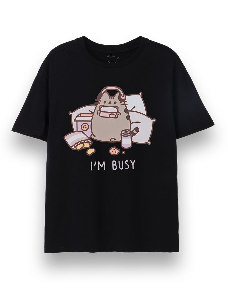 Pusheen I'm Busy Unisex Black Short Sleeved T-Shirt