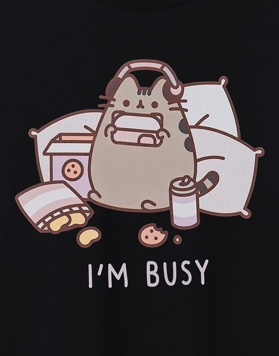 Pusheen I'm Busy Unisex Black Short Sleeved T-Shirt