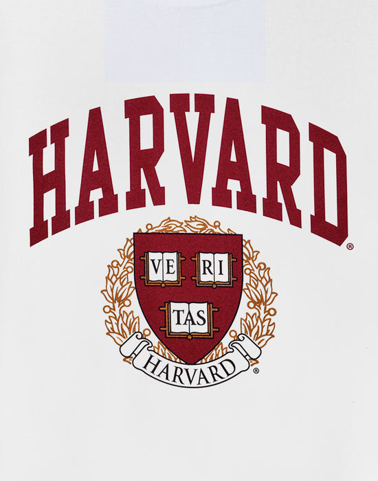 Harvard Crest Logo Unisex White Short Sleeved T-Shirt