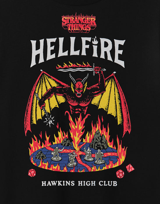 Stranger Things Hellfire Unisex Black Short Sleeved T-Shirt